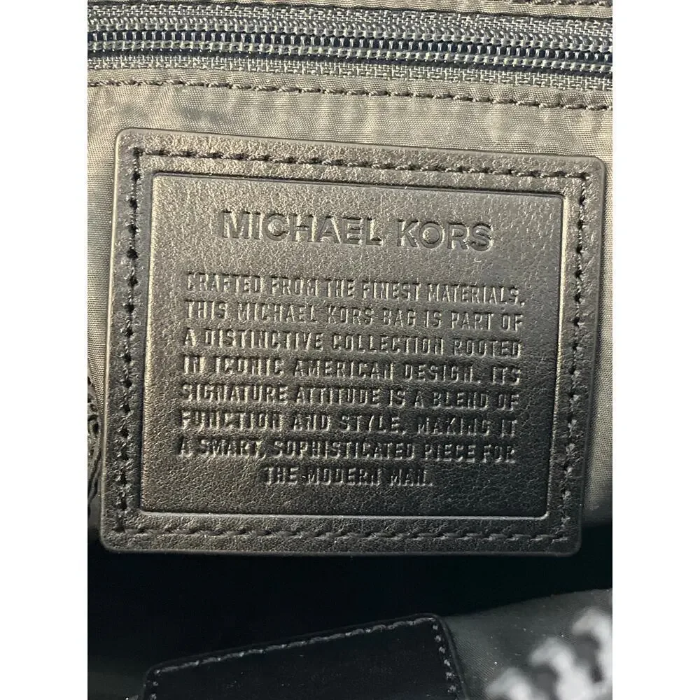 MICHAEL KORS NWT PARKER LG CHARCOAL CANVAS MESSANGER BAG